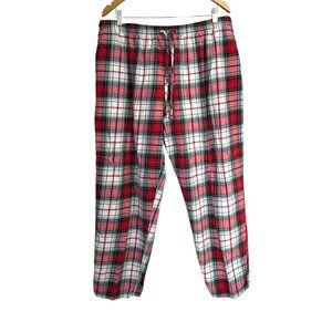Holiday Lane Mens XXL Red Plaid Flannel Pajama Lounge Pants With Drawstring Wais